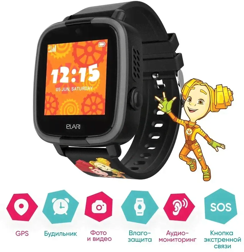 ELARI Детские часы ELARI FixiTime Fun - Black смарт часы и фитнес браслеты-3